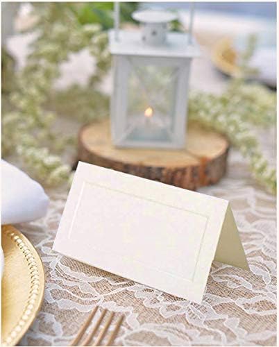 JAM PAPER Foldover Wedding Table Place Cards - 2 x 4 1/4 - Off White with Embossed Border - 100/Pack - Image 2