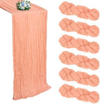 6 Pack Peach Cheesecloth Table Runner 10Ft 23 x 120 Inch by RestfulGlow