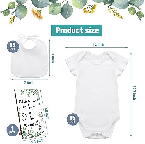 Panitay 43 Pcs Baby Shower DIY Game Set White Bib, Newborn Bodysuit, Marker, Games Sign for Baby Shower Party Decor - Image 2