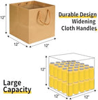 Aosric 12 Pack 12"x12"x12" Brown Square Gift Bags with Tissue Paper - Image 2