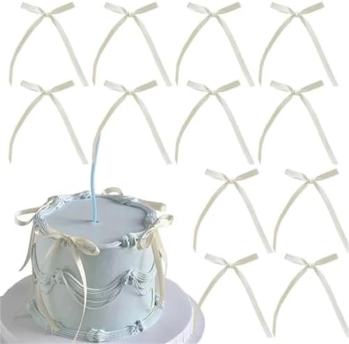 200pcs Satin Ribbon Bow Cake Topper Pink Blue Purple Decorations by Unknown