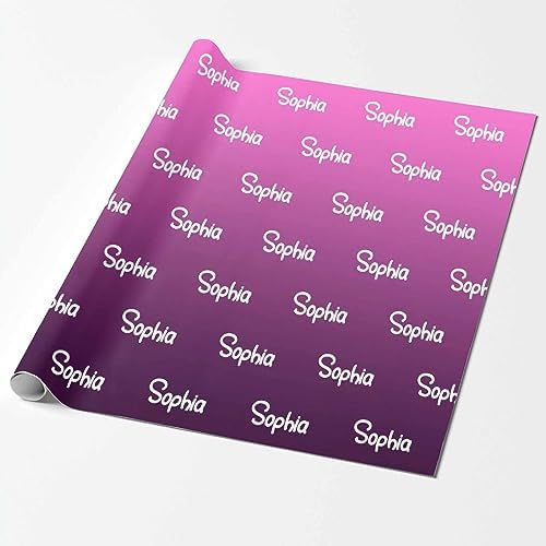 MyPupSocks Personalized Gradient Light Purple Gift Wrap Paper with Text, Custom Name Logo Birthday Gift Wrapping Paper Roll for Boys Girls Kids Baby Shower Christmas Anniversary 58x23 5 Rolls - Image 2