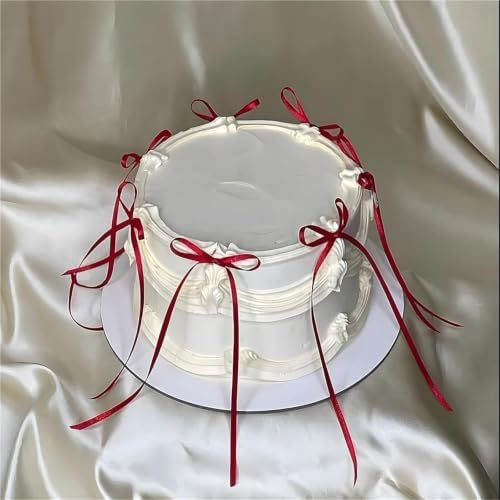100 Pcs Satin Ribbon Bow Cake Toppers Pink Red Love - Image 5