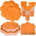 350 Pcs Fall Orange Paper Plates and Napkins Set,Serve for 50 Guest by Unknown