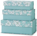 Soul & Lane - Decorative Storage Boxes with Lids, Set of 3, Blue Botanical by SoulLane