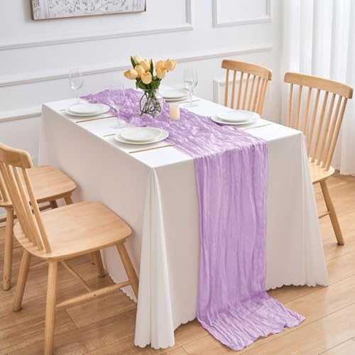 16 Pack Lavender Cheesecloth Table Runner 21.5 x 120 Inches Boho Gauze Table Runners 10FT Long Cheese Cloth Table Runner for Bridal Shower Baby Shower Birthday Party Wedding Decor - Image 2