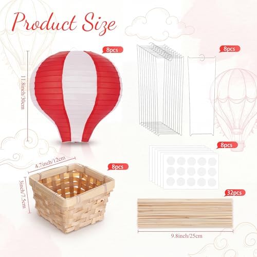 Meooeck 8 Sets Red Hot Air Balloon Table Centerpieces Decor - Image 3