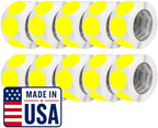 Perco Neon Yellow Perforated Round Circle Dot Sticker 3-Inch Labels — 10 Rolls, 5,000 Stickers - Price Signs, Alerts, Notes & Warning Labels, High Visibility - Made in USA by Perco