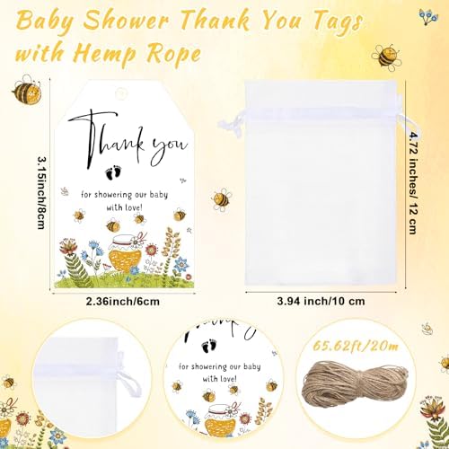 Pickmesh 25 Sets Honey Bee Baby Shower Shot Glasses for Guests Include Little Honey Is on The Way Acrylic Shot Glasses Bee Cards Bags for Gender Reveal Summer Party Favors Supplies - Image 3