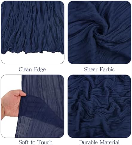 Showgeous 16 Pack Navy Blue Cheesecloth Table Runner 17 x 108 Inch - Image 4