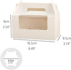 JIYIXhylera 100Pcs Cupcake Boxes with Handle, White 2 Cavity Kraft Paper Muffin Boxes with Clear Window, 6.49x3.74x3.54 Inch Cupcake Carriers for Wedding - Image 2