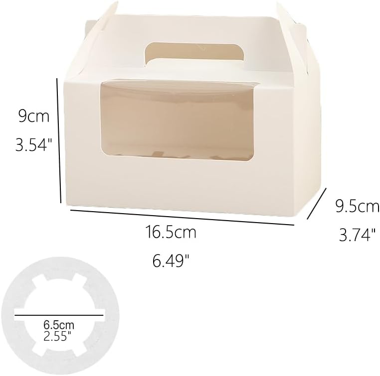 JIYIXhylera 100Pcs Cupcake Boxes with Handle, White 2 Cavity Kraft Paper Muffin Boxes with Clear Window, 6.49x3.74x3.54 Inch Cupcake Carriers for Wedding - Image 2