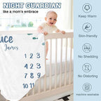 Custom Name Baby Milestone Blanket - Baby Milestone Monthly Blanket with Double Sided for Boy Girl Baby Photography Props - Blue Shark Print Gifts for Kids Infant (FixedSize) - Image 6