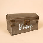 Hanna Roberts Card and Gift Fund Antique Brown Wood Box Chest for Weddings, Birthdays, Graduations, Baby and Bridal Showers, 13.3" x 7.5" x 7.8", Blessings - Image 7