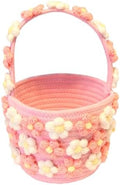 Handwoven 3D Floral Basket with Handle 12" × 7" × 6" by Unknown