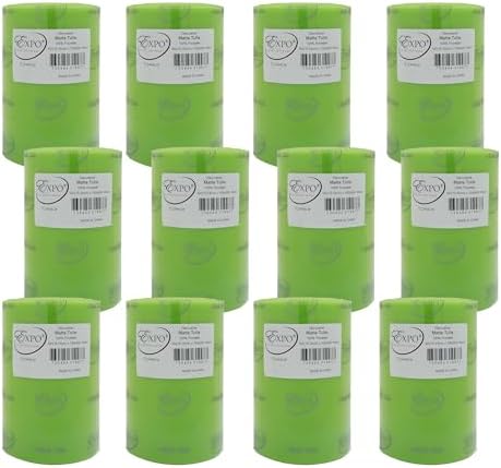 Expo International Decorative Matte Tulle, Roll/Spool of 6” X 100 Yards, Lightweight Polyester Tulle Fabric for Tutus, Costumes, and Party Decorations, Washable, Easy-to-Use, Pack of 12, Lime by ExpoInternational