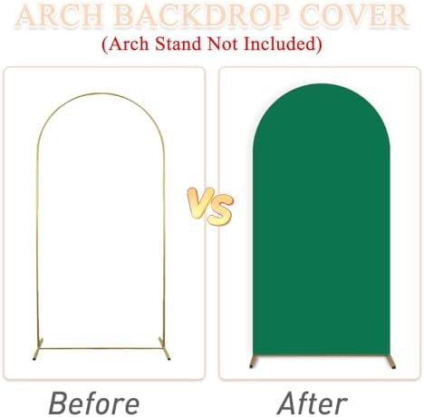Wedding Arch Cover Spandex Arch Backdrop Covers Set of 3 (7.2FT, 6.6FT, 6FT) Green Covers for Balloon Arched Backdrop Stands Cover Arched Fabric Stretchy Backdrops for Birthday Party Grad Decoration - Image 5