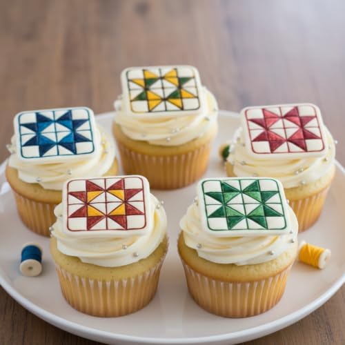 BAKERLOGY Set of 2 Quilt Block Mini Cookie Cutters & Stamps Set – Ohio Star & Ribbon Star Geometric Patchwork Biscuit Cutters for Cookies, Fondant, Cake Decoration & Crafts - Image 5