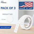 Perco Clear Perforated Round Circle Dot Sticker 1/2-Inch Labels — 3 Rolls, 9,000 Stickers—Invitations, Packaging for Invisible Sealing, Barcode Overlay & Discreet Labeling, Strong Adhesive—USA Made - Image 2