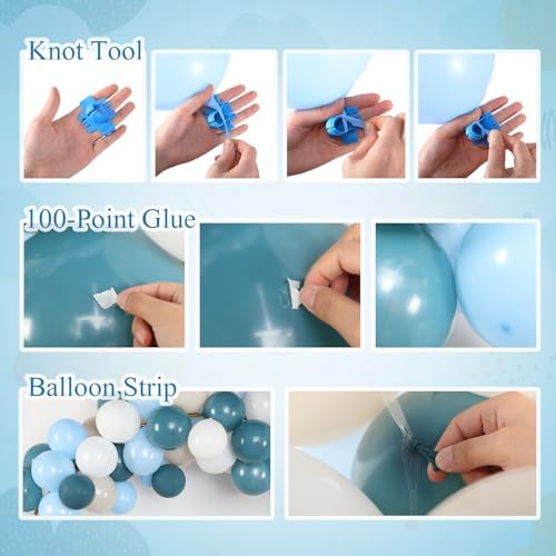 Bear Baby Shower Decorations, 185 Balloon Kit,Blue,White - Image 5