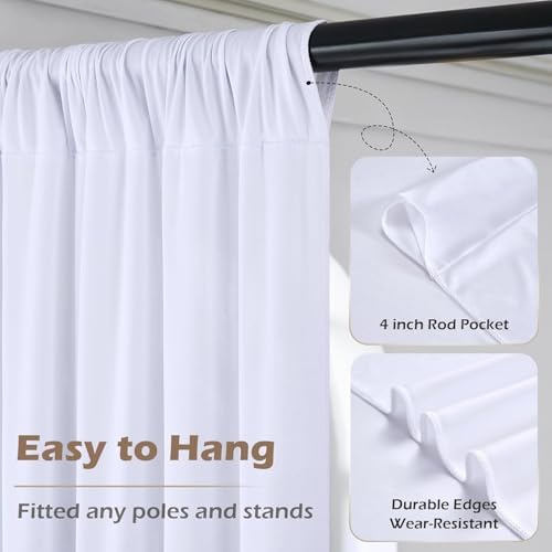 60ft x 10ft Wrinkle Free White Backdrop Curtains for Parties Wedding, 12 Panels 5x10ft Silky Soft Polyester Photo Backdrop Drapes for Party Birthday Baby Shower Photography Cloth Background - Image 6