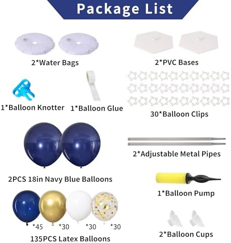 Navy Blue and Gold Balloon Column Stand Kit Set of 2 for Floor - Image 3