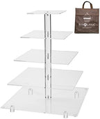 Jusalpha Large 5 Tier Acrylic Square Cupcake Stand Cake Stand for Party by Jusalpha