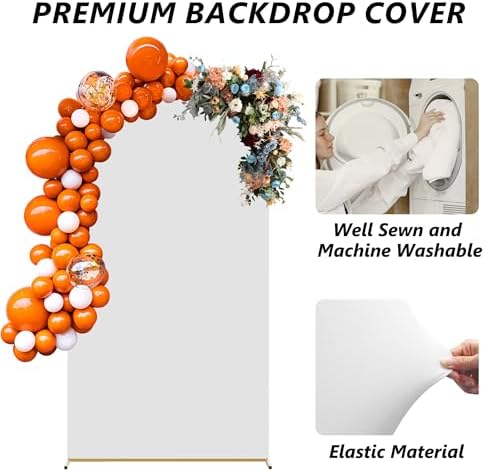 Neatsure Arch Backdrop Stand and Cover Set, 7.2FT Metal Photo Balloon Arch Backdrop Stand for Wedding Birthday Party Baby Shower Ceremony Graduation Decoration, White - Image 3