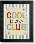 Black Framed 16x20 inch Trendy Preppy Blue Striped Wall Art Cool Kids Club Quotes Poster Modern Funny Toddler Canvas Prints for Kids Playroom Bedroom Wall Decor by Medpol