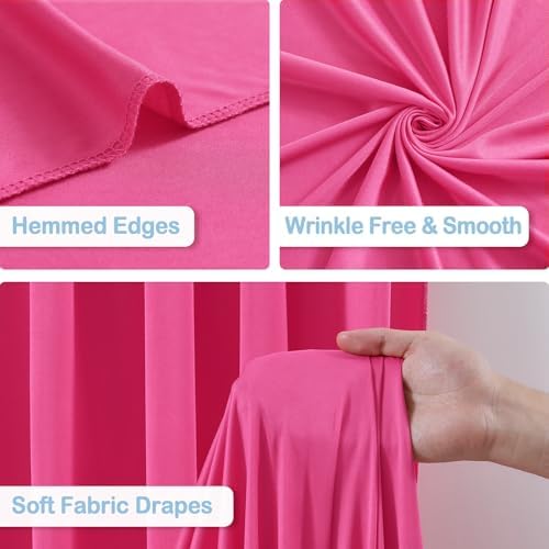 4 Panels Hot Pink Backdrop Curtains - Wrinkle Free Fabric Backdrop Curtain for Photoshoot,10FT Wedding Party Photo Backdrop Drapes for Birthday Baby Shower Photography Stage Background Decorations - Image 2