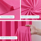 6 Panels Hot Pink Backdrop Curtains - Wrinkle Free Fabric Backdrop Curtain for Photoshoot, 10FT Wedding Party Photo Backdrop Drapes for Birthday Baby Shower Photography Stage Background Decorations - Image 2