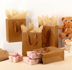 Qilery 50 Pcs Wedding Paper Gift Bags Bulk with Tissue Paper Small Gift Bags with Handle and Tags for Birthday Wedding 4th of July Party Business(Brown,7.9 x 3.9 x 9.8'') - Image 3