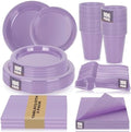 100 Guests Lavender Plastic Plates and Napkins Party Supplies for Birthday by UseOnceDoneRight