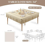 2 Pack Natural Spandex Tablecloths for 54x54 Inch Square Tables, Stretch Fitted Table Clothes with Pleated Ruffle Skirt for 54” Table, Wrinkle Free and Elastic, for Party Kitchen Home Dining - Image 4