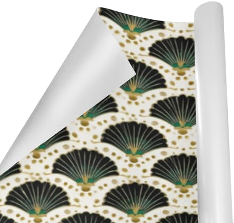 pnyoin Merry Christmas Wrapping Paper Roll,Elegant Fan Art Green Gift Wrap Perfect for Xmas,Birthday,Weddings, Brides, Holidays, Baby Showers，58 x 23 inches,5 Roll - Image 3
