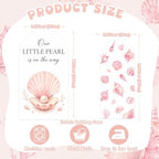 2PCS A Little Pearl is on the Way Baby Shower Arch Backdrop Cover 6ft 7.2ft Stretchy Seashell Theme A Little Pearl is on the Way Backdrop for Under the Sea Baby Shower Decorations Party Supplies - Image 2