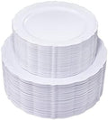 U-QE 100 Pcs White Plastic Plates, White Plates Disposable for Party by U-QE