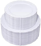 U-QE 100 Pcs White Plastic Plates, White Plates Disposable for Party by U-QE