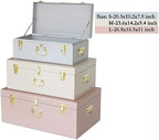 Vixdonos Decorative Box Set of 3 Metal Trunks Chest with Safety Lock Clasp for Treasure Organization and Home Dorm Decor,26.8x16.5x11Inches - Image 2