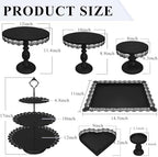 Set of 9 Cake Stands Metal Cupcake Stand Set Multiple Styles Candy Fruit Display Tower Dessert Plate Cake Serving Tray for Birthday Party Wedding Anniversary Baby Shower Engagement (Black) - Image 2