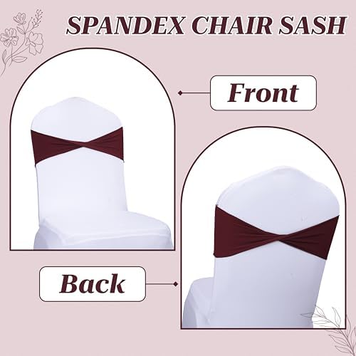 MDS Pack of 200 Spandex Chair Sashes Without Slider Buckles – Burgundy - Image 4
