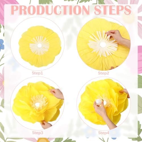 Thiccywoov 8 Pack Giant Paper Flower Decorations for Bulb, 15.7" Large Artificial Flower Paper Lantern Colorful Crepe Tissue Papers Flowers for Classroom Birthday Wedding Decorations(Colorful) - Image 5