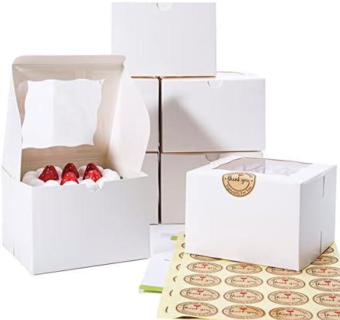 Cookie Boxes with Window 5x5x3.5 Inch 50 Pack by Huoshange