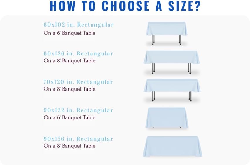 LTC LINENS 5 Pack Rectangular Tablecloths Burgundy 70 x 120 Inch for 6 or 8 ft Rectangle Banquet Tables with Half-Drop - Stain and Wrinkle Resistant Polyester Cloth Table Covers for Wedding, Party - Image 5