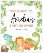 Andaz Press Dinosaur Baby Shower Decorations, Personalized Baby Shower Sign, Custom Dino Baby Shower Sign In Guest Book Alternative, Hatching Soon Welcome Baby Shower Sign, 16x20 Canvas by AndazPress