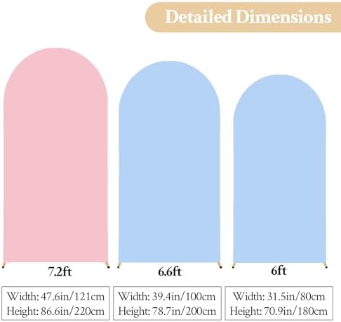Pink and Blue Arch Backdrop Cover Set of 3 Party Wedding Arch Covers Stretchy Backdrop 6FT 6.6FT 7.2FT Baby Shower Bridal Shower Photo Birthday Gender Reveal Arch Stand Cover Spandex - Image 6