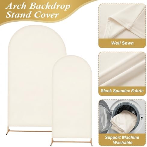 Arttown Arch Backdrop Stand Set, 7.2FT and 6FT, for Wedding Event Beige - Image 4