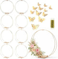 8 Pack 18 Inches Metal Double Floral Hoop Centerpieces with Stand and 38-Yard Paddle Wire Craft Centerpiece Table Decorations Wedding/Baptism/Party/Centerpiece DIY Metal Ring Table Décor, Gold by MJRASG