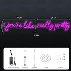 You're Like Really Pretty Neon Signs for Wall Decor, 56.34" Pink Light - Image 2