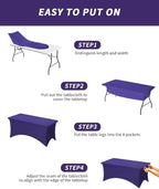Fixwal 6 Pack 6FT Purple Tablecloth Rectangle Spandex Fitted Table Cover - Image 5